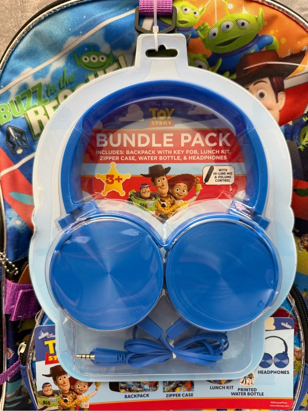 Disney Pixar Toy Story Kids 6 Piece Backpack Set Lunch Bag Headphones